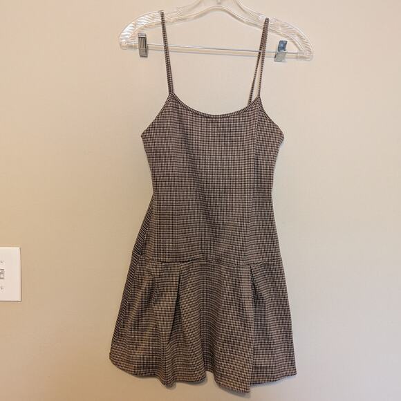 Frankee & Skylarr Dresses & Skirts - Frankee & Skylarr 90s Brown/Black Gingham Flare Dress With Spaghetti Straps